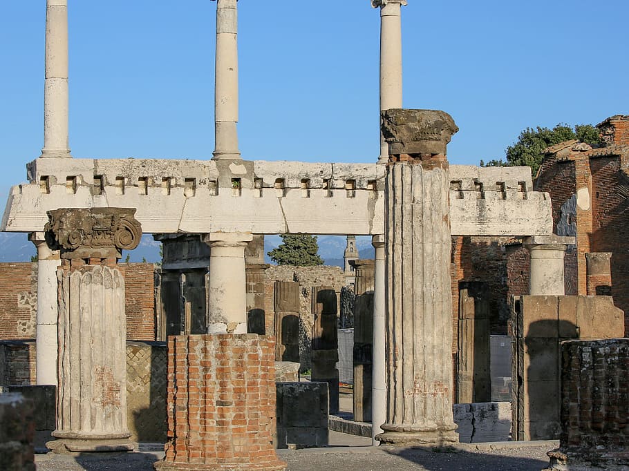 pompei, ionic, pillars, architecture, built structure, history HD wallpaper