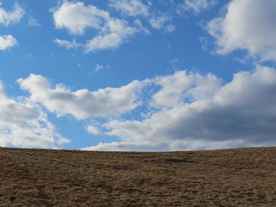 clouds, landscape, field, cloud - sky, tranquility, tranquil scene HD wallpaper