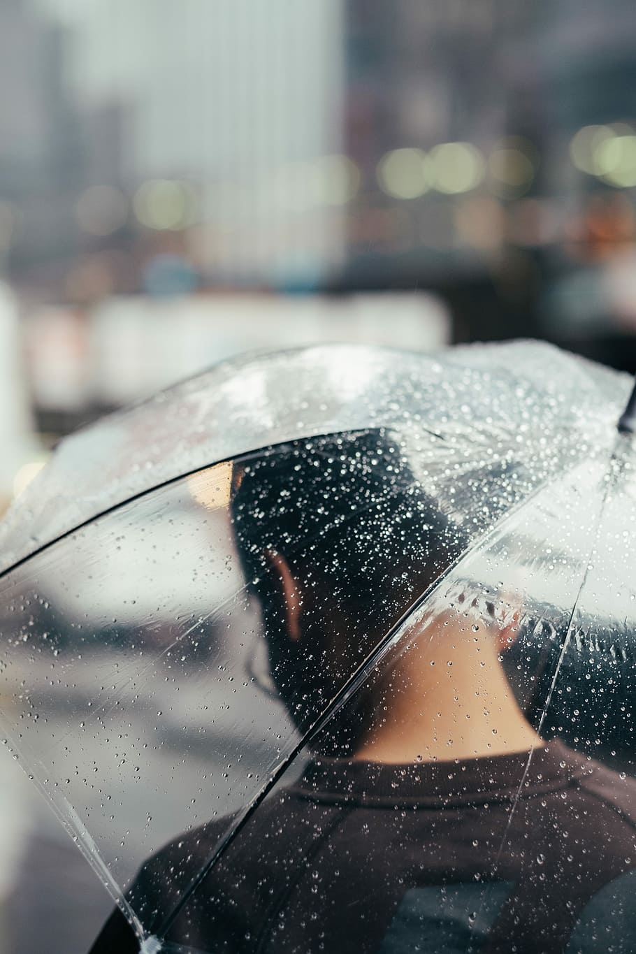 selective focus photography of person under transparent umbrella, selective focus photography of man holding clear umbrella with dew drops, HD wallpaper