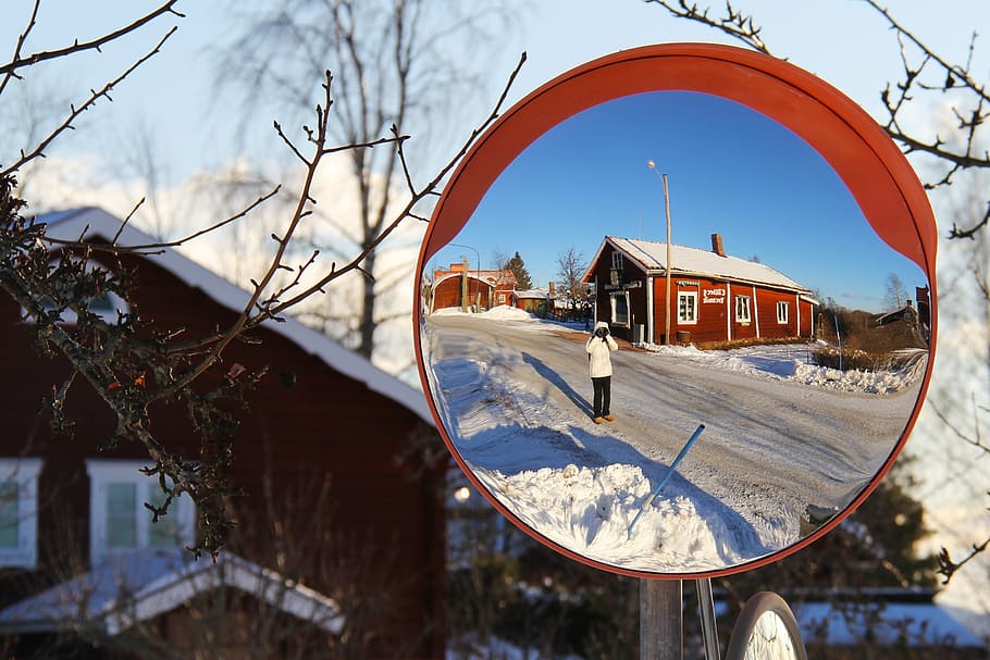 snow, winter, cold, beautiful, red, traditional, wood, cottage HD wallpaper