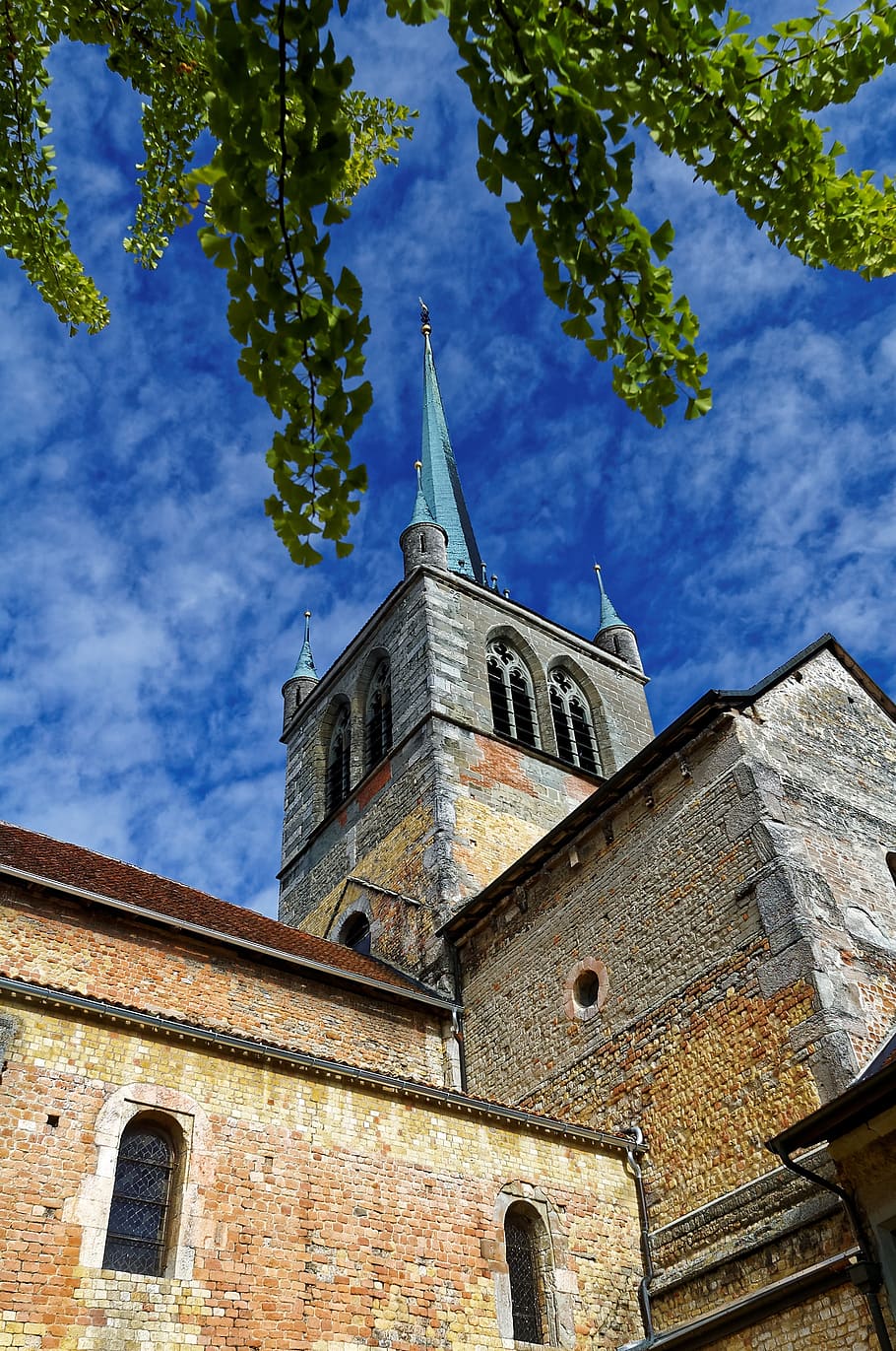 church, payerne, romanesque, switzerland, abbey, old, architecture, HD wallpaper