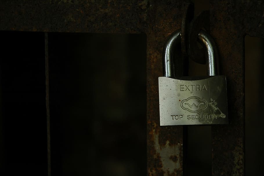 gray steel padlock, fence, security, metal, safety, protection HD wallpaper