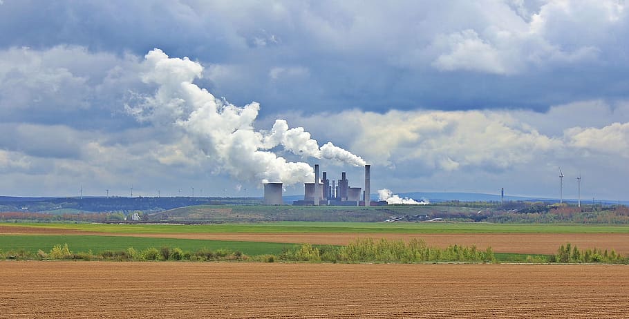 Power Plant, Clouds, Industry, sky, chimney, factory, germany, HD wallpaper