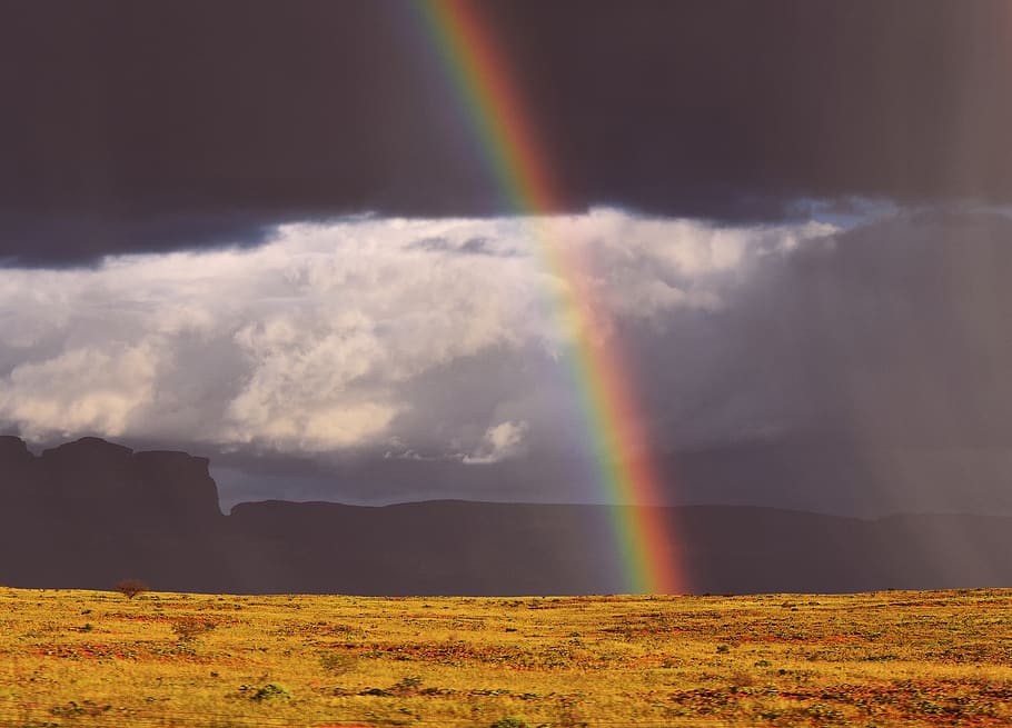 rainbow, storm, clouds, nature, gloomy, beauty in nature, scenics - nature HD wallpaper