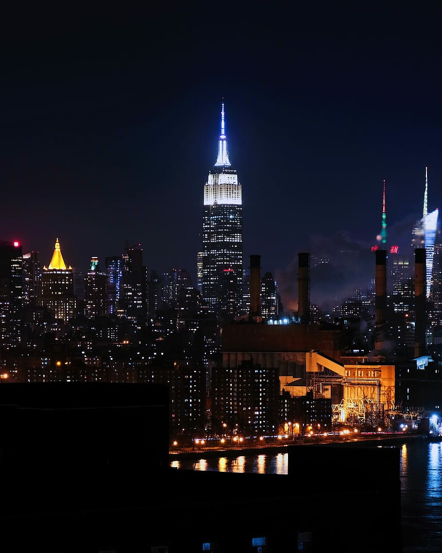 landscape photo of city scapes, Empire State building during nighttime HD wallpaper