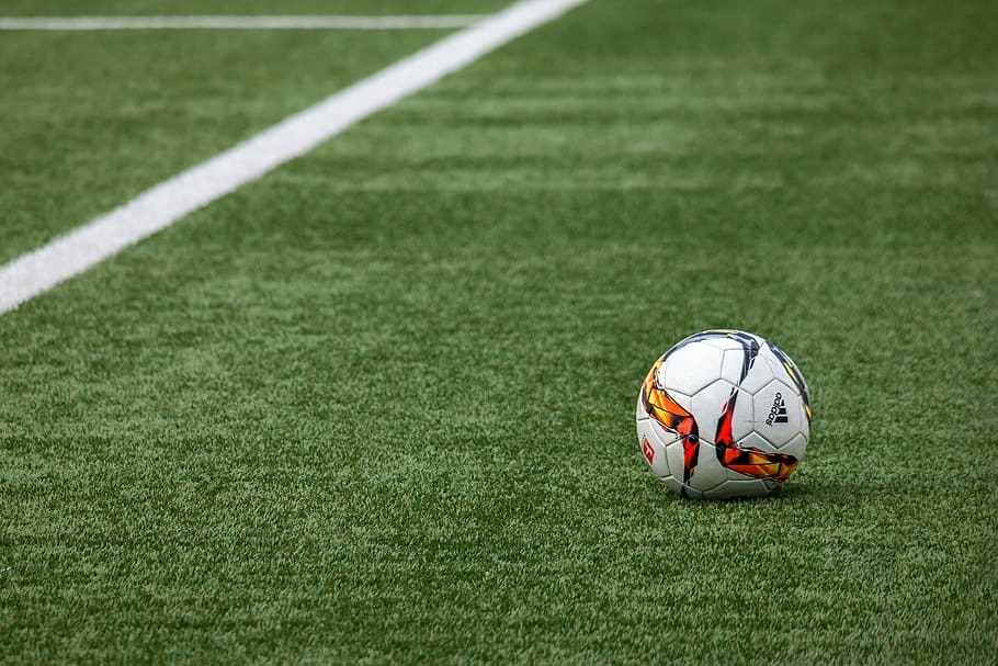 white adidas soccer ball on green grass, Ball, Sports, Sports Ground