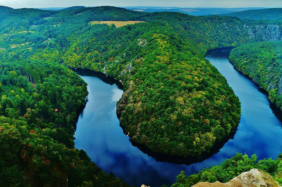 aerial photo of river, tide, peace, water, no people, outdoors HD wallpaper