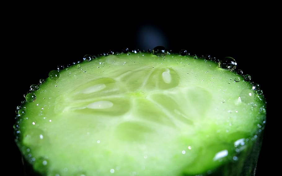 cucumber, slice, vegetable, fresh, salad, cut, water, drop HD wallpaper