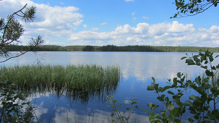 Lake, Landscape, Clouds, Water, Nature, sky, blue, blue sky HD wallpaper