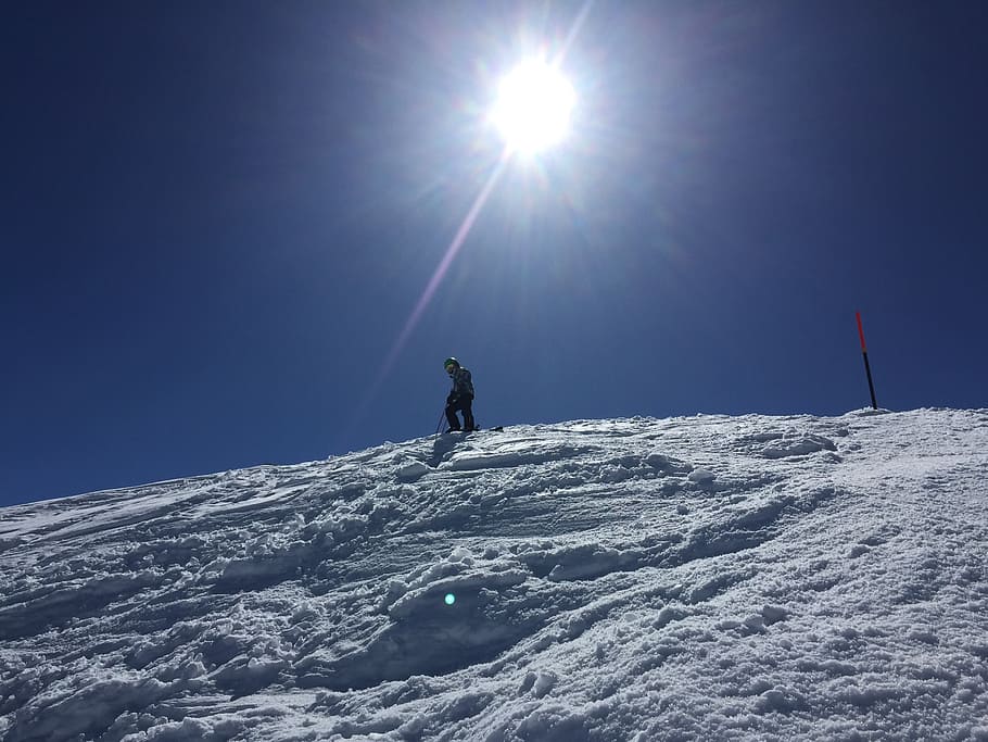 ski, snow, mountain, sky, fun, activity, winter, sunlight, cold temperature HD wallpaper