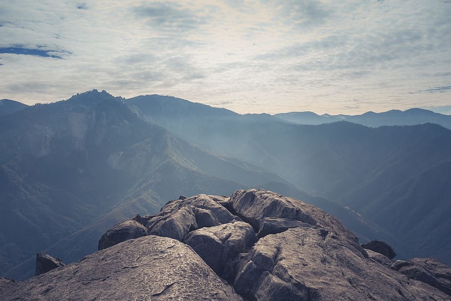 top view of mountain during daytime, mountains, peaks, summit HD wallpaper