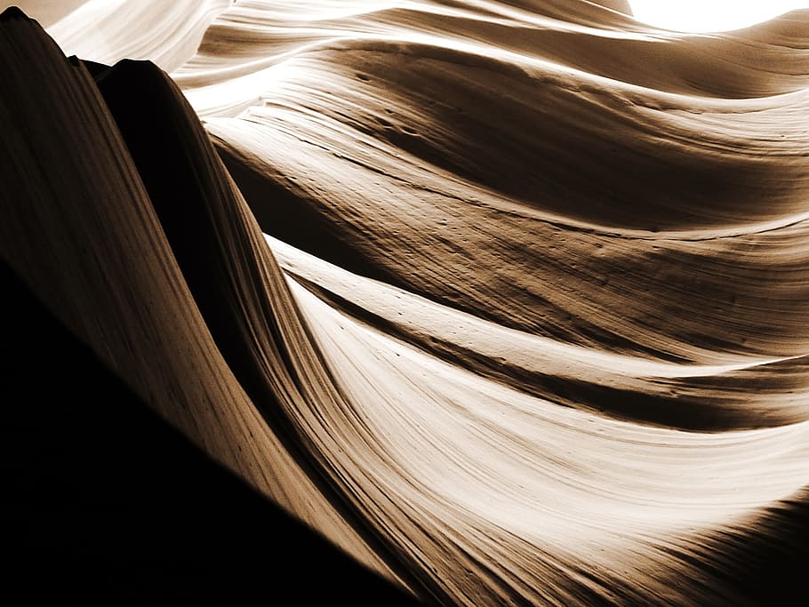 waves, antelope canyon, flow, texture, stone, light play, perspective HD wallpaper