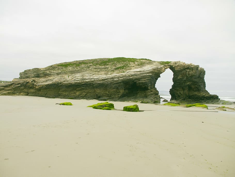rock, cathedrals beach, ribadeo, land, sky, rock - object, beauty in nature, HD wallpaper