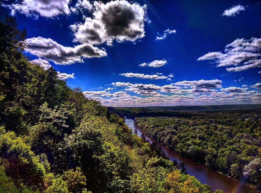 sky, clouds, when, nature, cumulus, blue, sun, day, landscape HD wallpaper