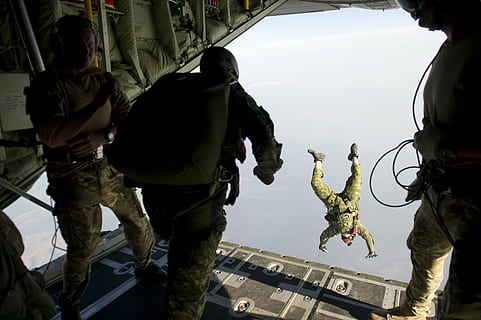 parachute, skydiving, parachuting, jumping, training, military HD wallpaper