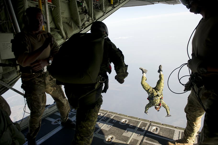 HD wallpaper: parachute, skydiving, parachuting, jumping, training, military