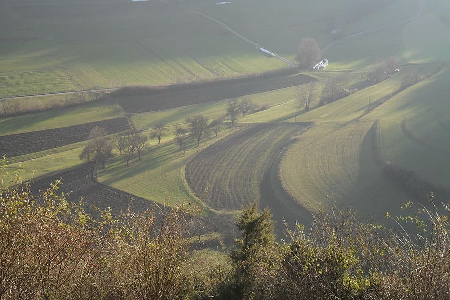 terraces, haze, landscape, alb, swabian alb, view, environment, HD wallpaper