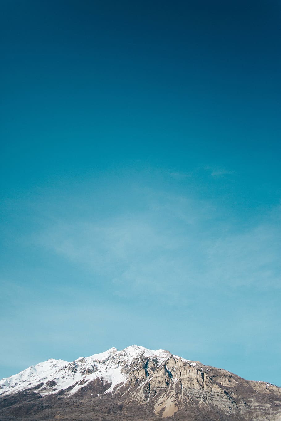 mountain covered with snow under blue sky, peak, nature, scenics HD wallpaper