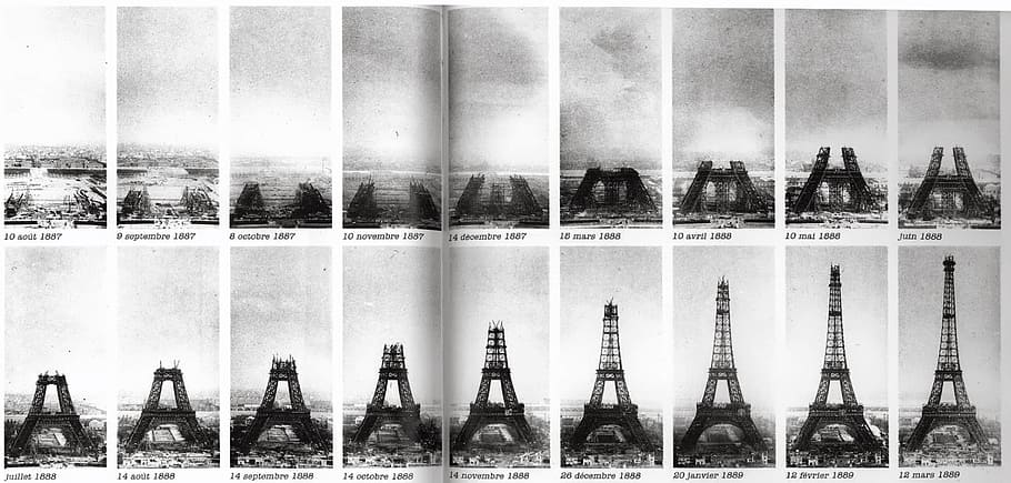 grayscale Eiffel Tower Paris build photo, construction, vintage, HD wallpaper