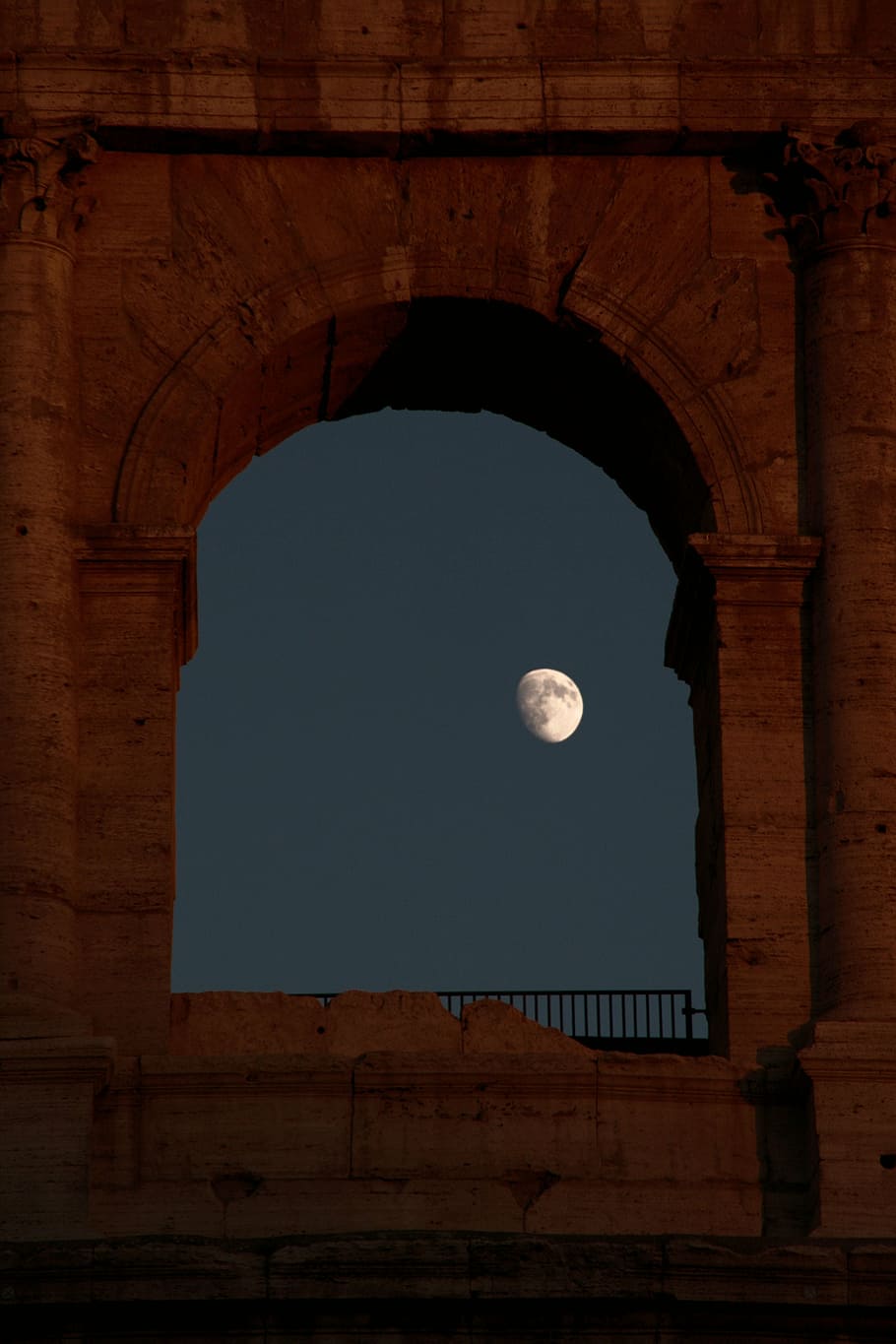 grey concrete structure, rome, colosseum, moon, window, italy HD wallpaper