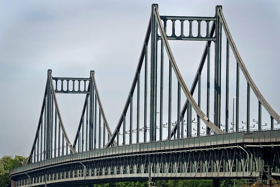bridge, architecture, building, metal frame, suspension bridge HD wallpaper
