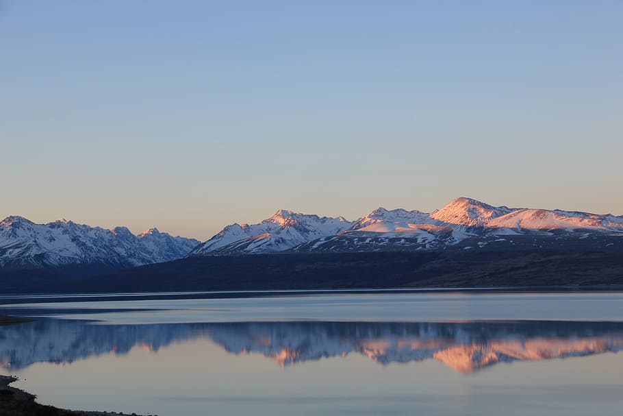 reflection, glass, mountain, lake, reflective, blue, nature HD wallpaper