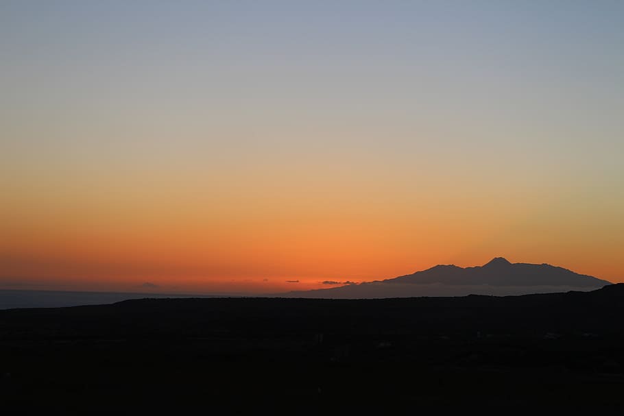 sunset sky, volcano, landscape, pico do fogo, cape verde, africa HD wallpaper