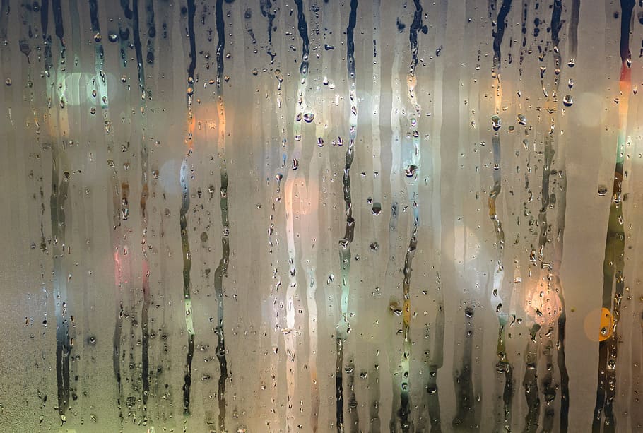 frosted glass with water drops, moisture, wet, window, raining, HD wallpaper