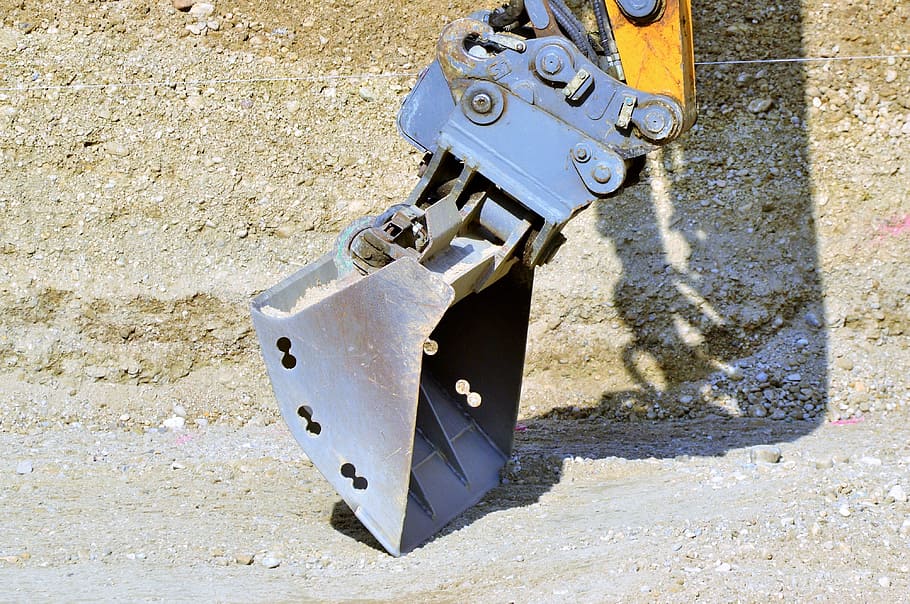 backhoe bucket, blade, excavators, construction machine, excavator buckets HD wallpaper