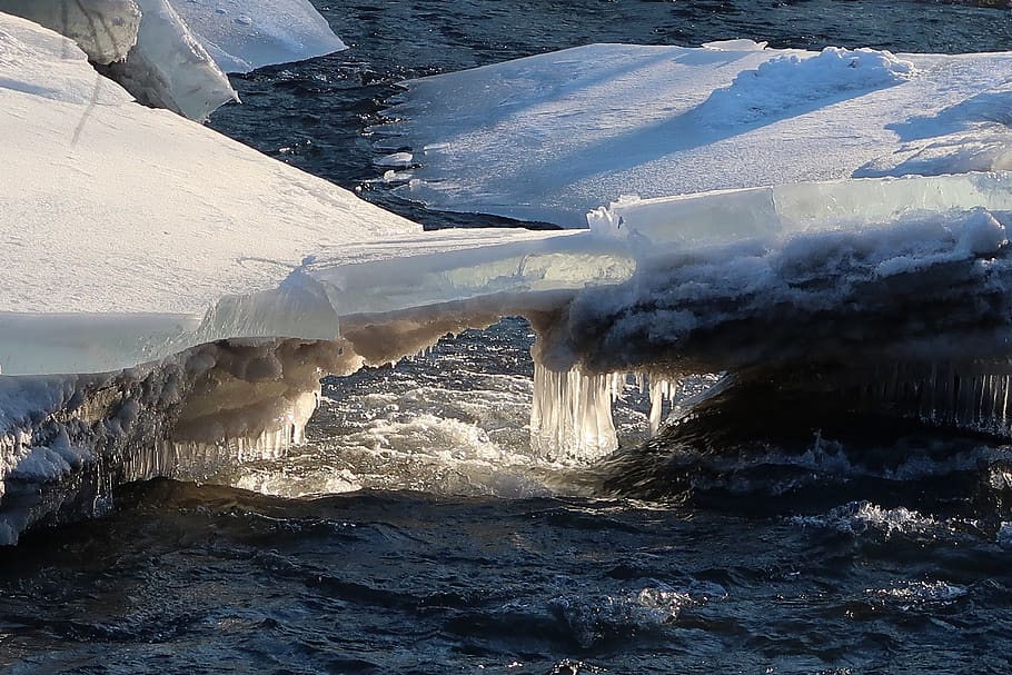 river, ice, winter, icicles, for, snow, nature, frost, water HD wallpaper