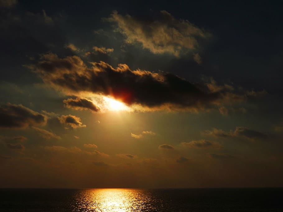 sun, sea, clouds, landscape, sky, cloud - sky, beauty in nature HD wallpaper