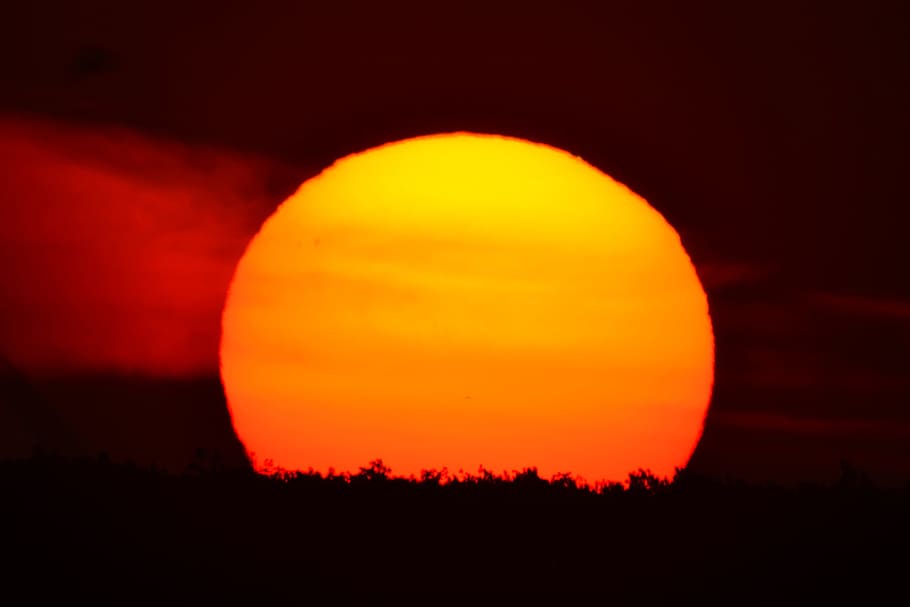 Sunset, Summer, Sun, Nature, Evening, soltse, sky, clouds, orange HD wallpaper