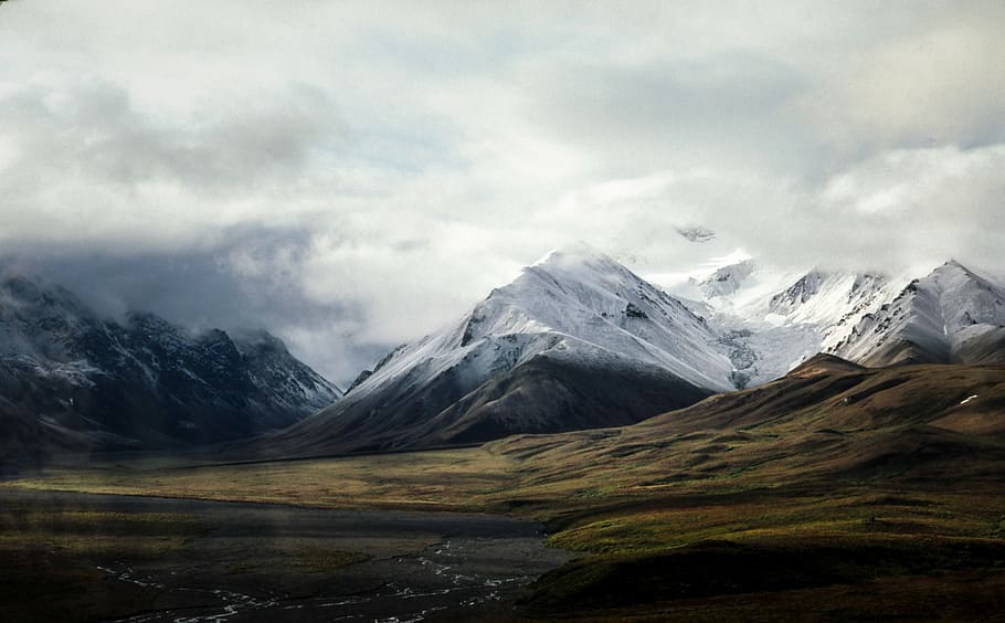 snow-capped mountain under sky, snow-capped mountain during daytime HD wallpaper
