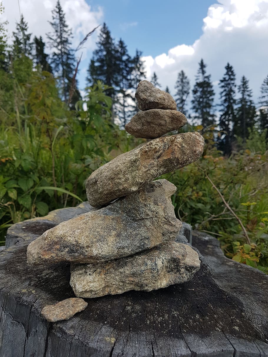 stone, nature, stack, art, rock, solid, tree, rock - object HD wallpaper