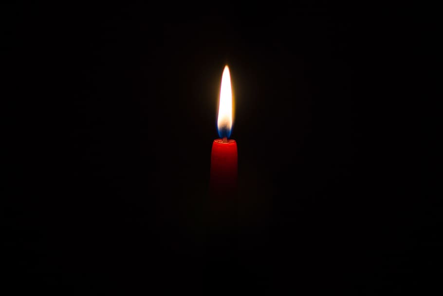 red lit candle, lighted candle, dark, black, flame, fire, fire - Natural Phenomenon, HD wallpaper