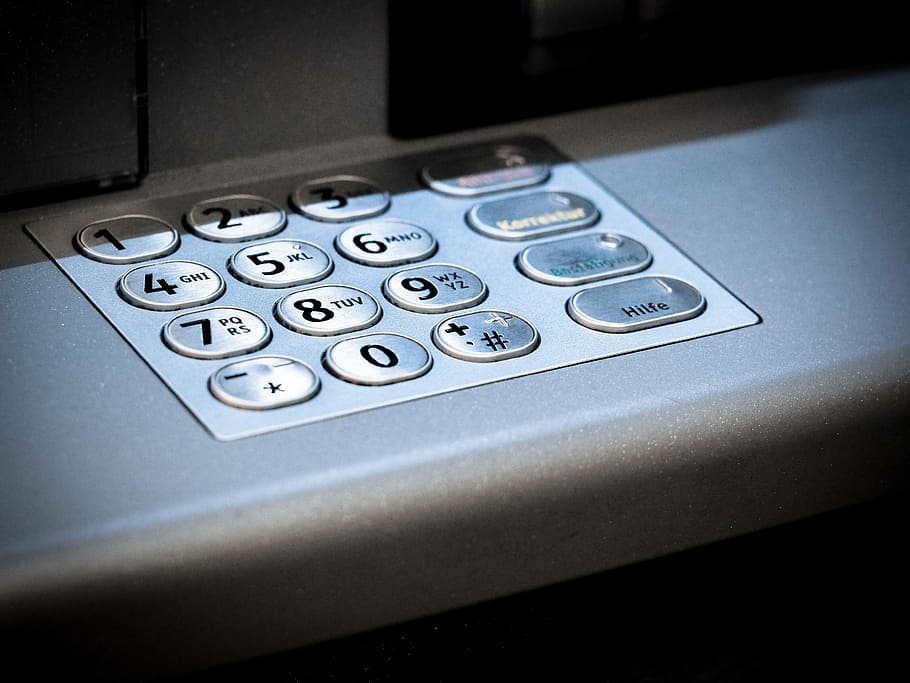 grey ATM number button, keypad, secret code, number field, secret number HD wallpaper