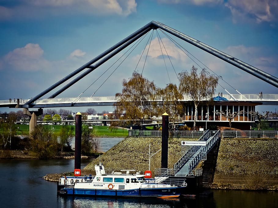 port, boot, anchorage, ship, marina, water, bridge, police boat HD wallpaper