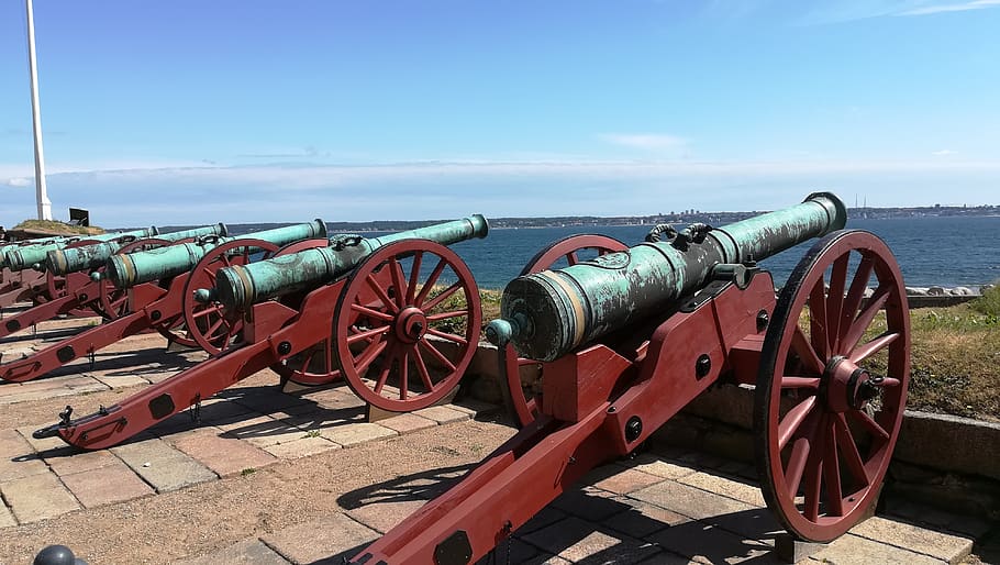 guns, elsinore, hamlet, cannon, sky, history, water, the past HD wallpaper