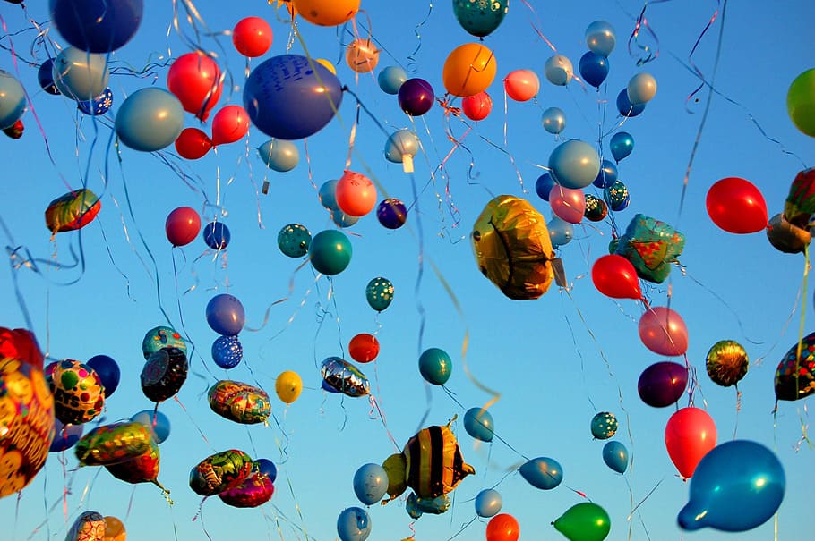 assorted-color balloon lot, Balloons, Fly, Colorful, Air, Fun, HD wallpaper