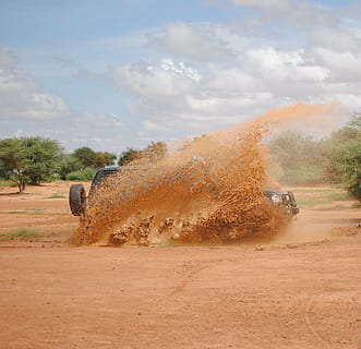 mud, 4x4, splashes, all terrain, car, niger, africa, sun, sky HD wallpaper
