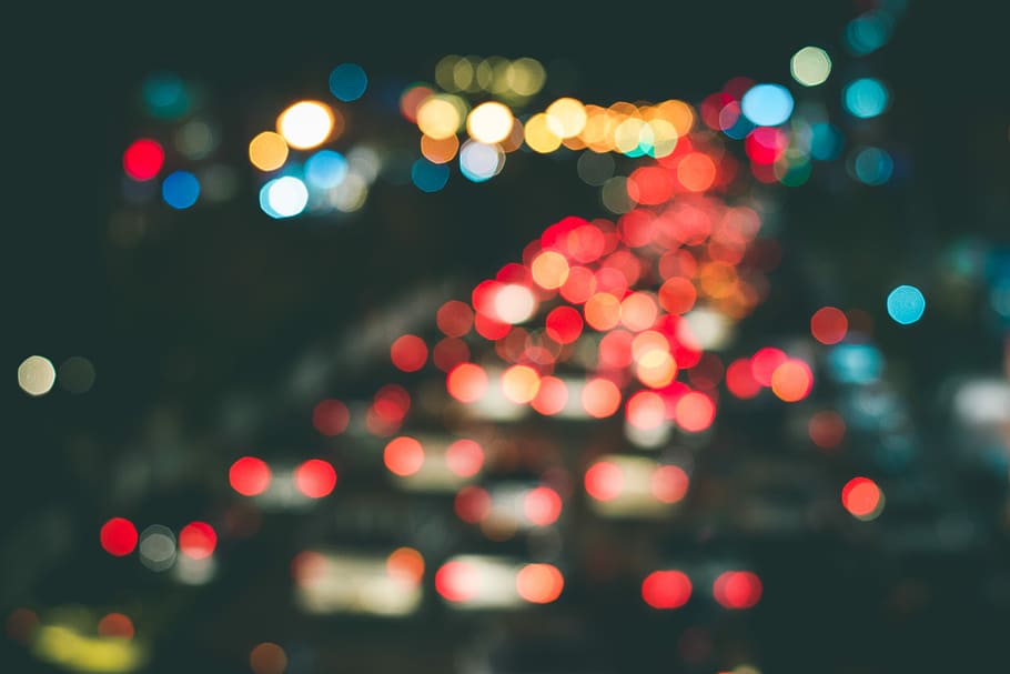 Bokeh photo light, night, dark, lights, car, illuminated, defocused HD wallpaper