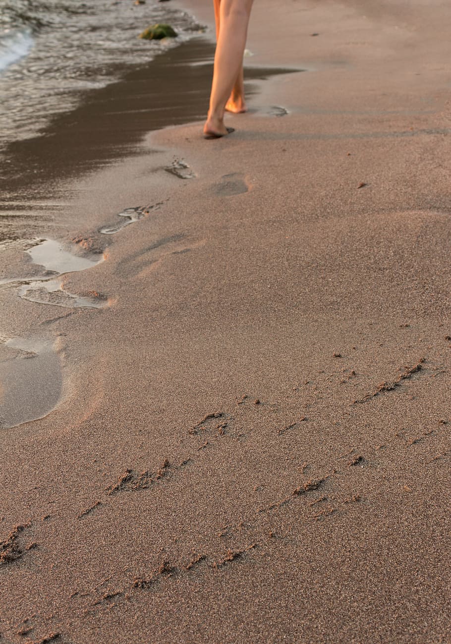 beach, walk, sunset, sand, water, landscape, solar, peace, coastline HD wallpaper