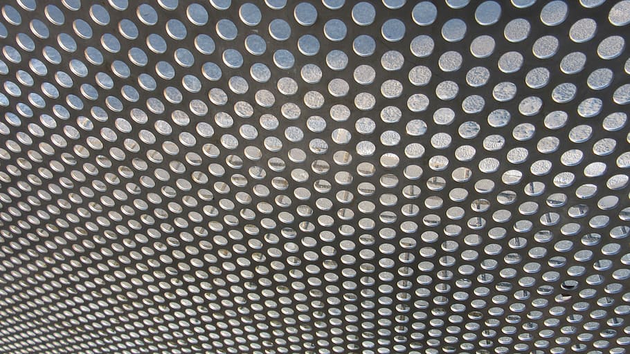 Holes, Sheet, Perforated, Grid, perforated sheet, metal, background HD wallpaper
