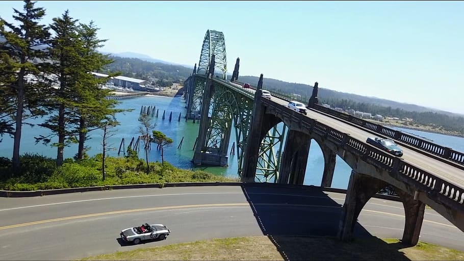cool bridge, riverfront, aerial, transportation, mode of transportation HD wallpaper