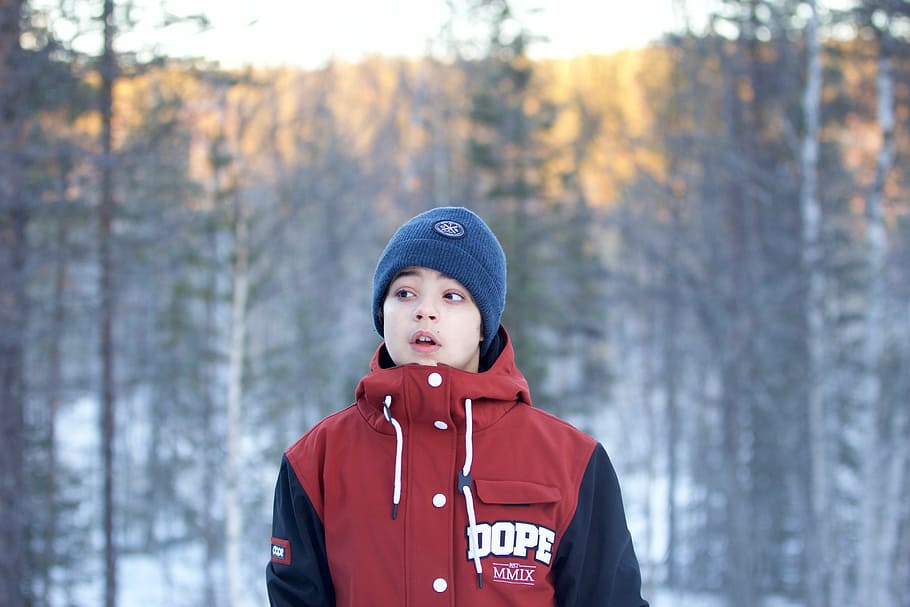 boy, snow, forest, cold, landscape, mountain, nature, sweden HD wallpaper