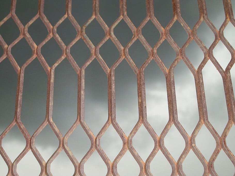 Mesh, Iron, Wrought, Oxide, Metal, welded, grill, fence, protection HD wallpaper