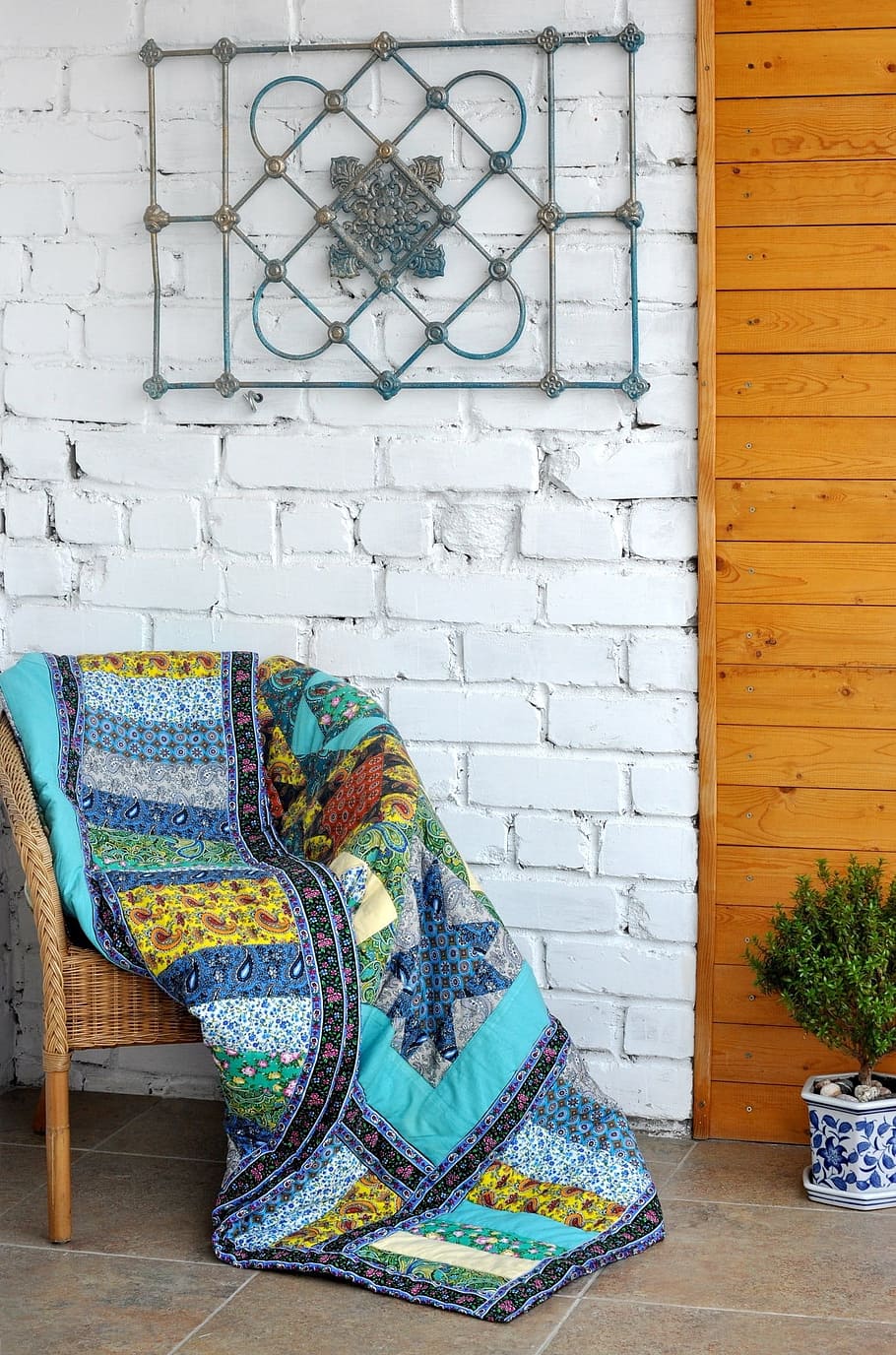 Patchwork, Quilt, Loggia, decoration, no People, house, comfortable HD wallpaper
