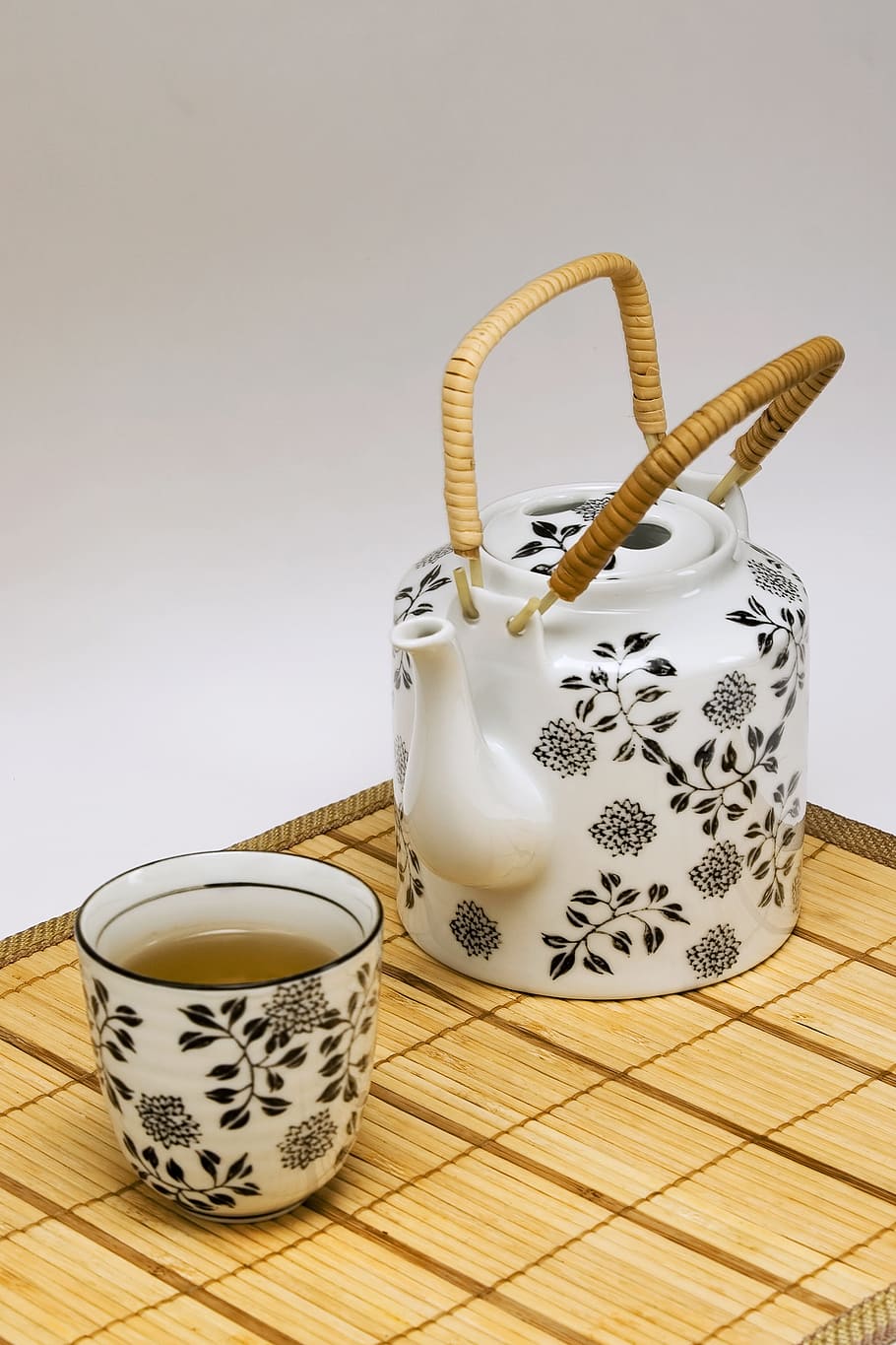 white floral ceramic tea pot beside ceramic cup, maker, china, HD wallpaper