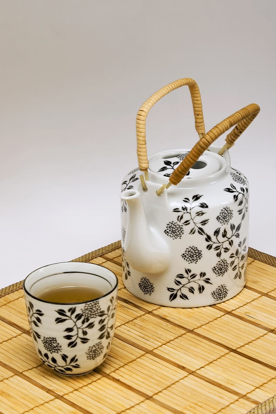 white floral ceramic tea pot beside ceramic cup, maker, china HD wallpaper