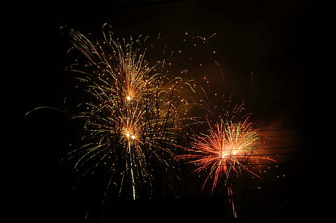 fireworks, light, heaven, dark, the feast of the, new year HD wallpaper